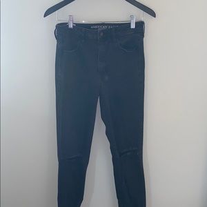 American Eagle black ripped jeans size 8
